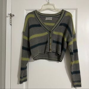 Urban Outfitters cropped striped button-up sweater size XS